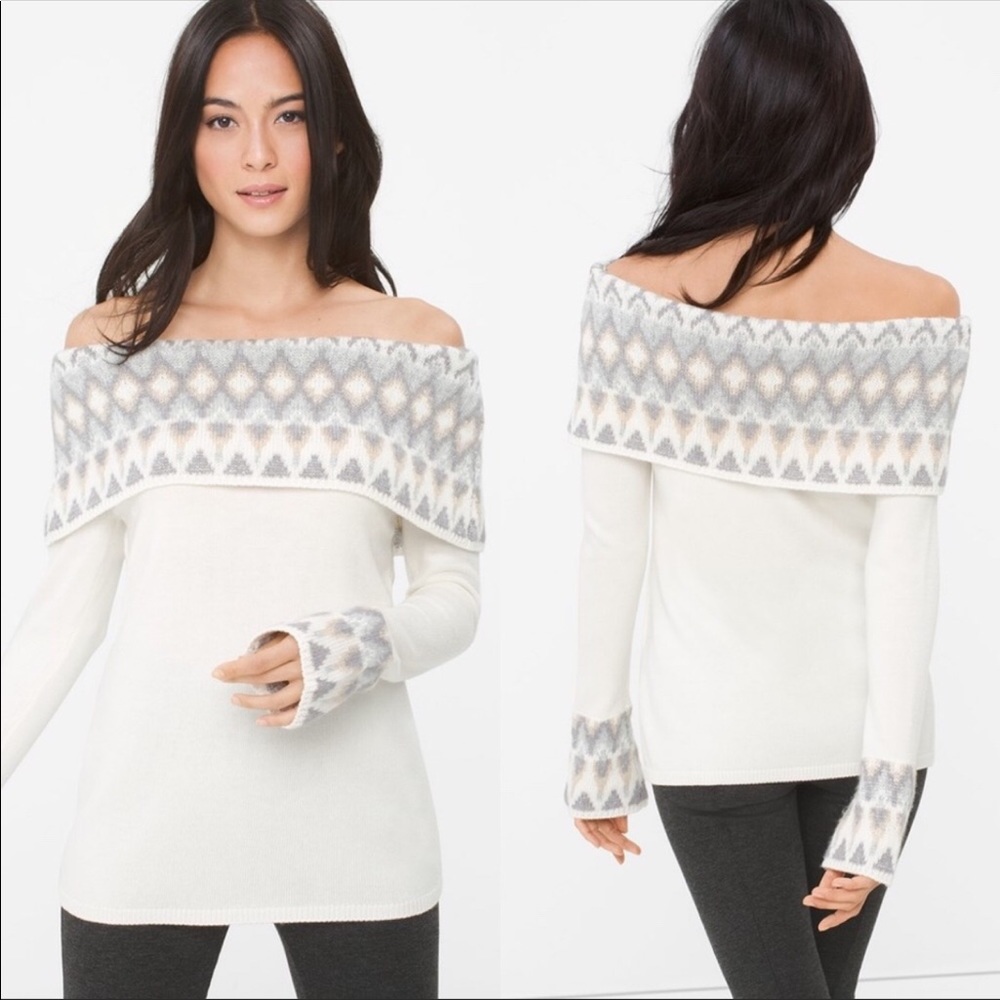 WHBM | Off the Shoulder Fair Isle Sweater | M